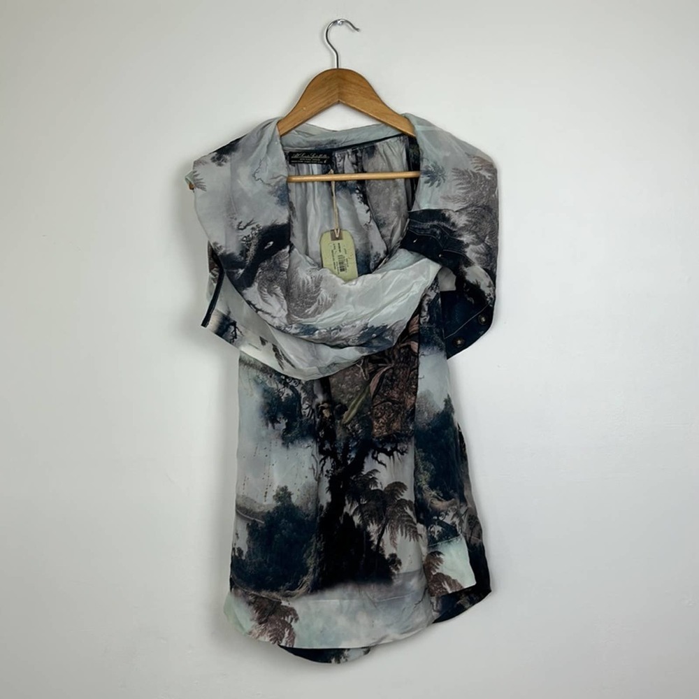 All Saints Silk Nirvana Print Top NWT